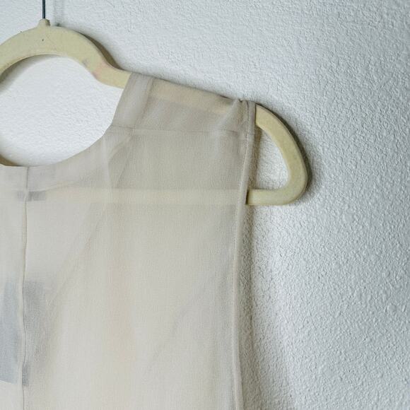 NWT Helmut Ghost 100% Sheer Silk in Salt V-Neck Sleeveless Blouse L - Picture 6 of 12